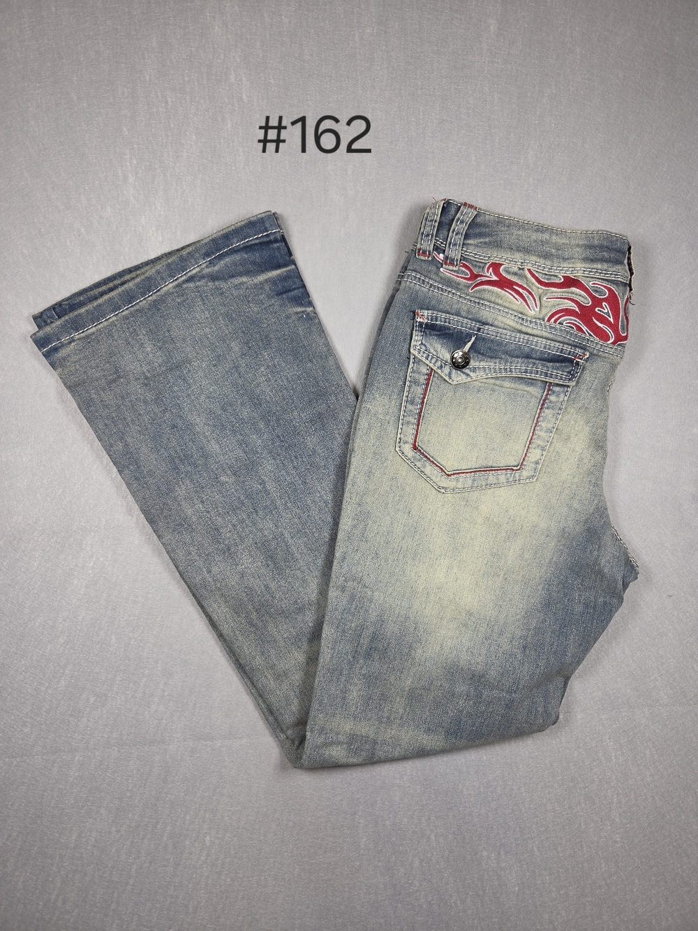 Ninth Hall Alyssia Embroidered Red Flames Bootcut Jeans - Size 14